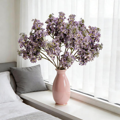 4PCS 25.6inch Lilac Artificial Flowers Purple Fake Delphinium Long Stem Silk Real Touch Flower Faux Lilac Floral Arrangement for Tall Vase Table Centerpieces Wedding Garden Home Decoration（Purple）