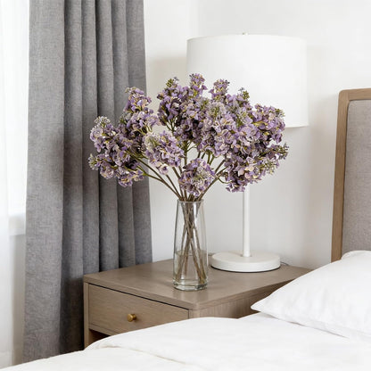 4PCS 25.6inch Lilac Artificial Flowers Purple Fake Delphinium Long Stem Silk Real Touch Flower Faux Lilac Floral Arrangement for Tall Vase Table Centerpieces Wedding Garden Home Decoration（Purple）