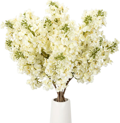 4PCS 25.6inch Lilac Artificial Flowers Purple Fake Delphinium Long Stem Silk Real Touch Flower Faux Lilac Floral Arrangement for Tall Vase Table Centerpieces Wedding Garden Home Decoration（Purple）