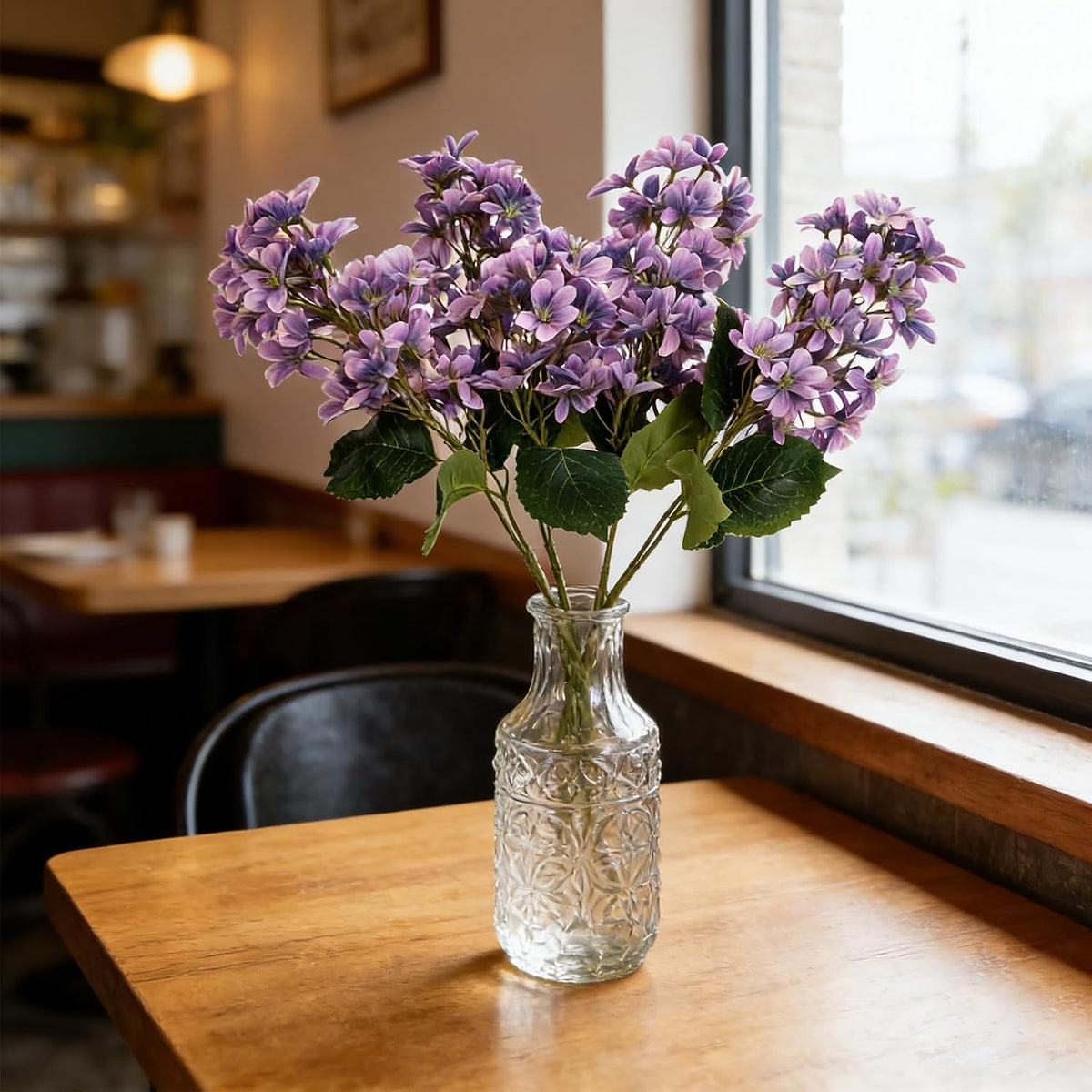 4PCS 25.6inch Lilac Artificial Flowers Purple Fake Delphinium Long Stem Silk Real Touch Flower Faux Lilac Floral Arrangement for Tall Vase Table Centerpieces Wedding Garden Home Decoration（Purple）