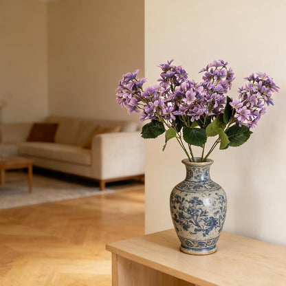4PCS 25.6inch Lilac Artificial Flowers Purple Fake Delphinium Long Stem Silk Real Touch Flower Faux Lilac Floral Arrangement for Tall Vase Table Centerpieces Wedding Garden Home Decoration（Purple）