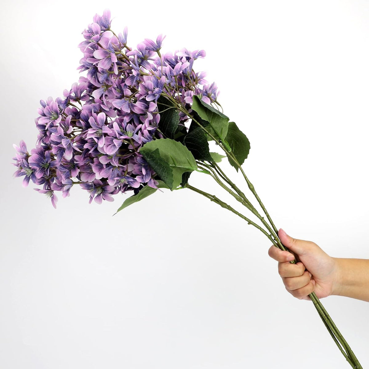 4PCS 25.6inch Lilac Artificial Flowers Purple Fake Delphinium Long Stem Silk Real Touch Flower Faux Lilac Floral Arrangement for Tall Vase Table Centerpieces Wedding Garden Home Decoration（Purple）