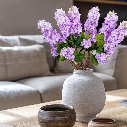 4PCS 25.6inch Lilac Artificial Flowers Purple Fake Delphinium Long Stem Silk Real Touch Flower Faux Lilac Floral Arrangement for Tall Vase Table Centerpieces Wedding Garden Home Decoration（Purple）