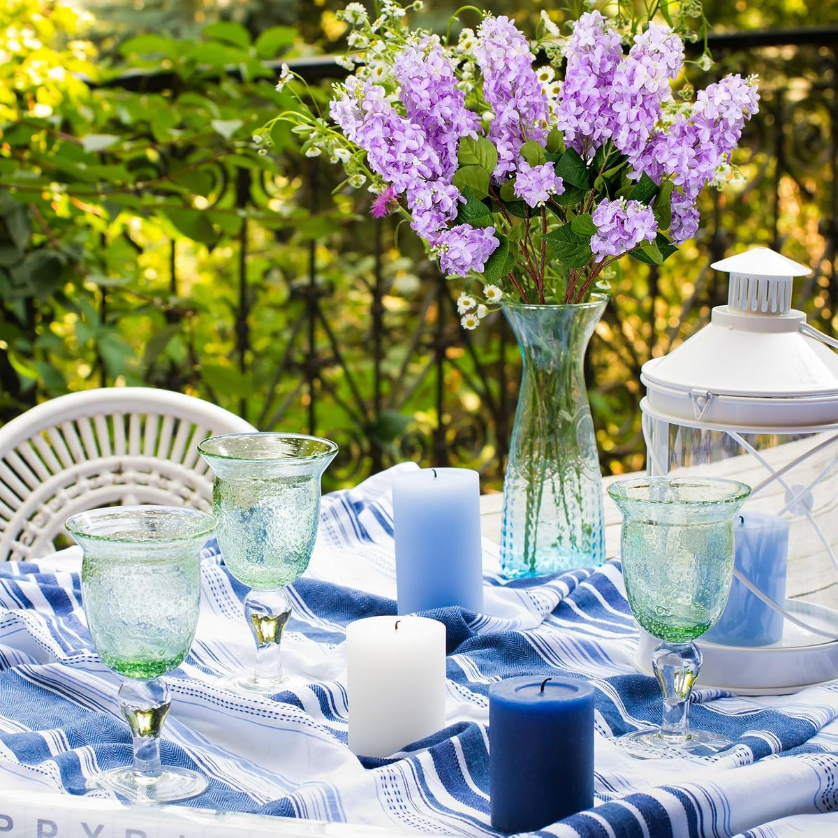 4PCS 25.6inch Lilac Artificial Flowers Purple Fake Delphinium Long Stem Silk Real Touch Flower Faux Lilac Floral Arrangement for Tall Vase Table Centerpieces Wedding Garden Home Decoration（Purple）