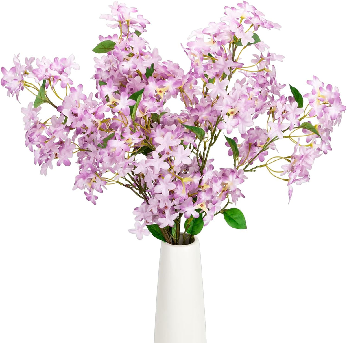 4PCS 25.6inch Lilac Artificial Flowers Purple Fake Delphinium Long Stem Silk Real Touch Flower Faux Lilac Floral Arrangement for Tall Vase Table Centerpieces Wedding Garden Home Decoration（Purple）