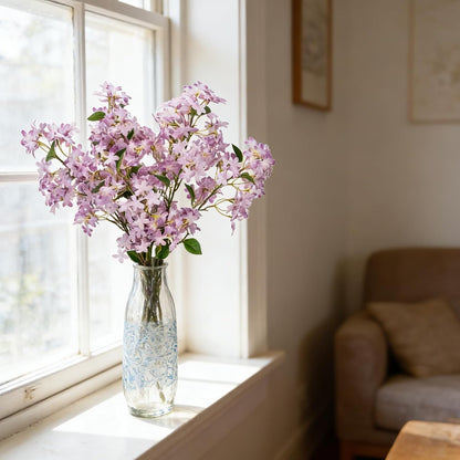 4PCS 25.6inch Lilac Artificial Flowers Purple Fake Delphinium Long Stem Silk Real Touch Flower Faux Lilac Floral Arrangement for Tall Vase Table Centerpieces Wedding Garden Home Decoration（Purple）