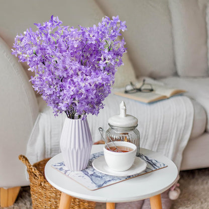 4PCS 25.6inch Lilac Artificial Flowers Purple Fake Delphinium Long Stem Silk Real Touch Flower Faux Lilac Floral Arrangement for Tall Vase Table Centerpieces Wedding Garden Home Decoration（Purple）