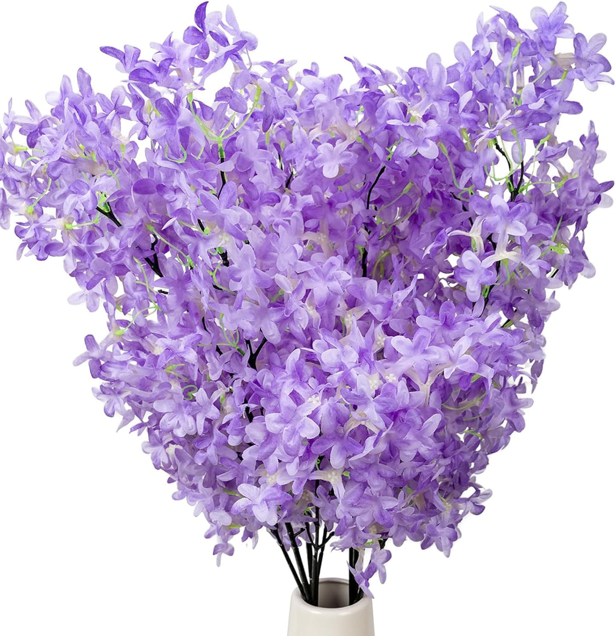 4PCS 25.6inch Lilac Artificial Flowers Purple Fake Delphinium Long Stem Silk Real Touch Flower Faux Lilac Floral Arrangement for Tall Vase Table Centerpieces Wedding Garden Home Decoration（Purple）