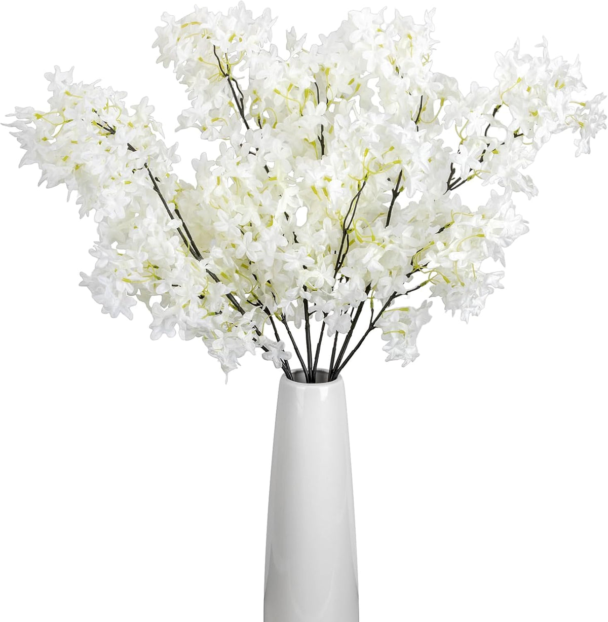 4PCS 25.6inch Lilac Artificial Flowers Purple Fake Delphinium Long Stem Silk Real Touch Flower Faux Lilac Floral Arrangement for Tall Vase Table Centerpieces Wedding Garden Home Decoration（Purple）