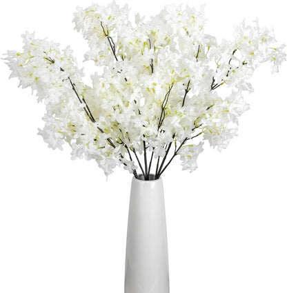 4PCS 25.6inch Lilac Artificial Flowers Purple Fake Delphinium Long Stem Silk Real Touch Flower Faux Lilac Floral Arrangement for Tall Vase Table Centerpieces Wedding Garden Home Decoration（Purple）