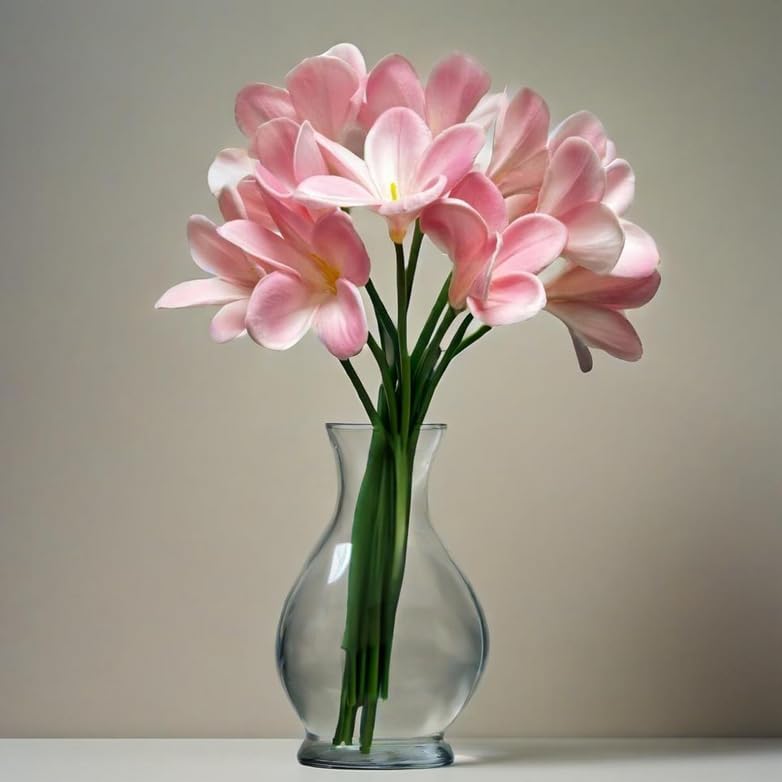 10 pcs White Artificial Plumeria Flowers with Stems, Real Touch,13inch