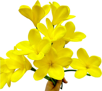 10 pcs White Artificial Plumeria Flowers with Stems, Real Touch,13inch