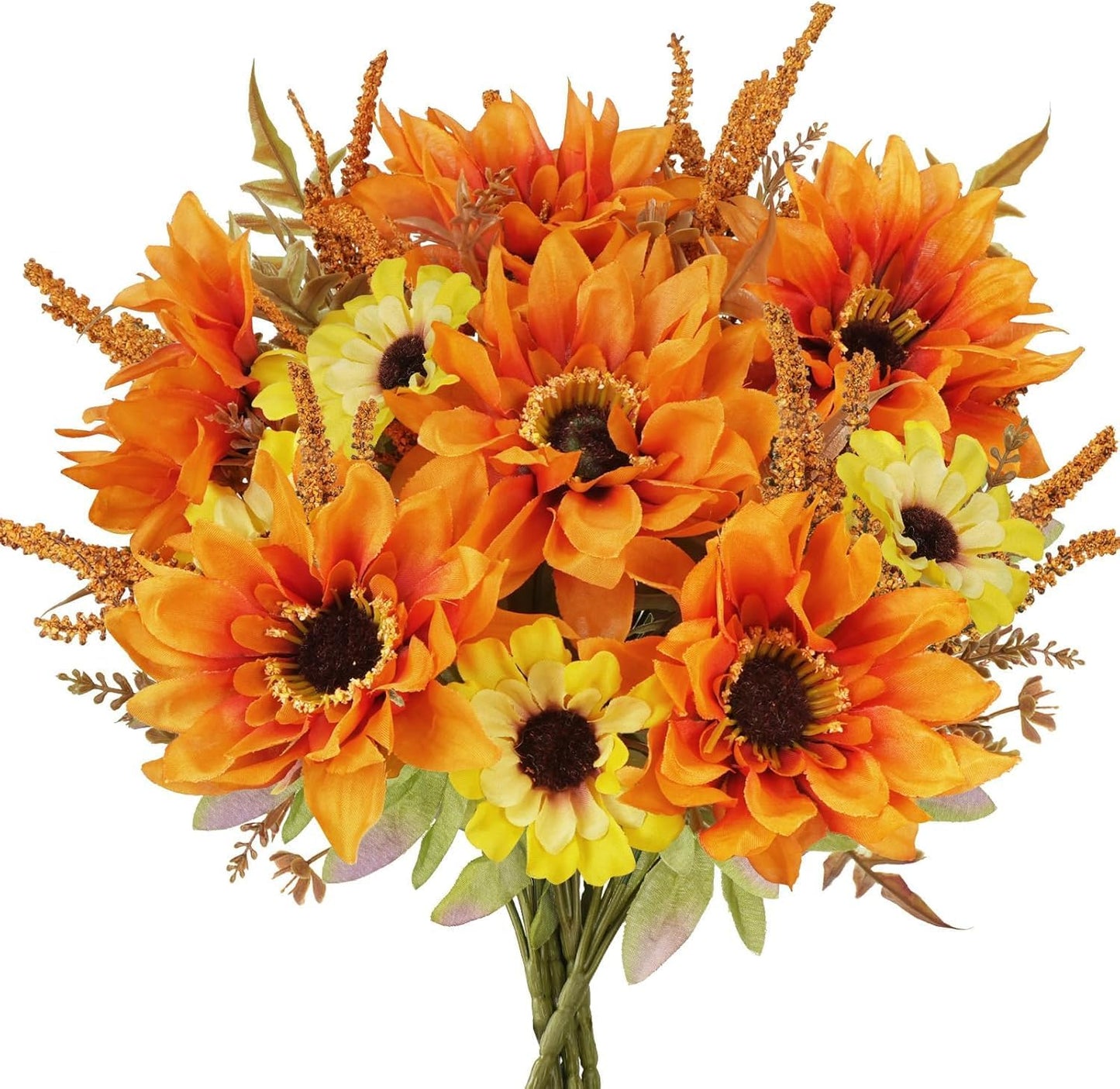 16 PCS Burgundy Dahlia Artificial Flowers | Silk Bouquet, Faux Dahlia, Bendable Stems, For Vase Home Party Wedding Decor
