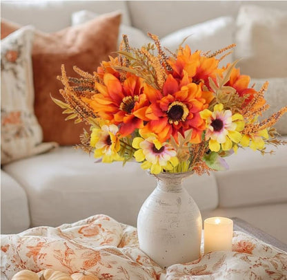 16 PCS Burgundy Dahlia Artificial Flowers | Silk Bouquet, Faux Dahlia, Bendable Stems, For Vase Home Party Wedding Decor