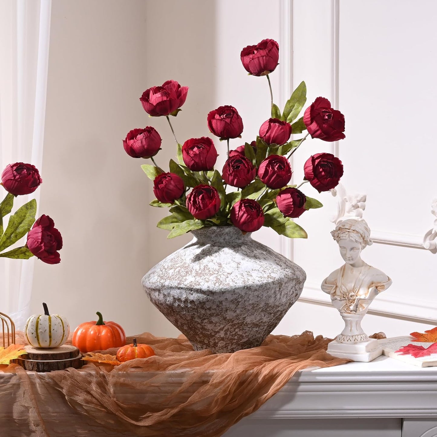 6 Pcs Faux Peonies Artificial Flowers for Vase, 27" White Flowers | Fake Silk Peonies Flowers for Wedding, Vase Filler White Flowers for DIY Bouquets Centerpieces Bridal Shower Office Decor
