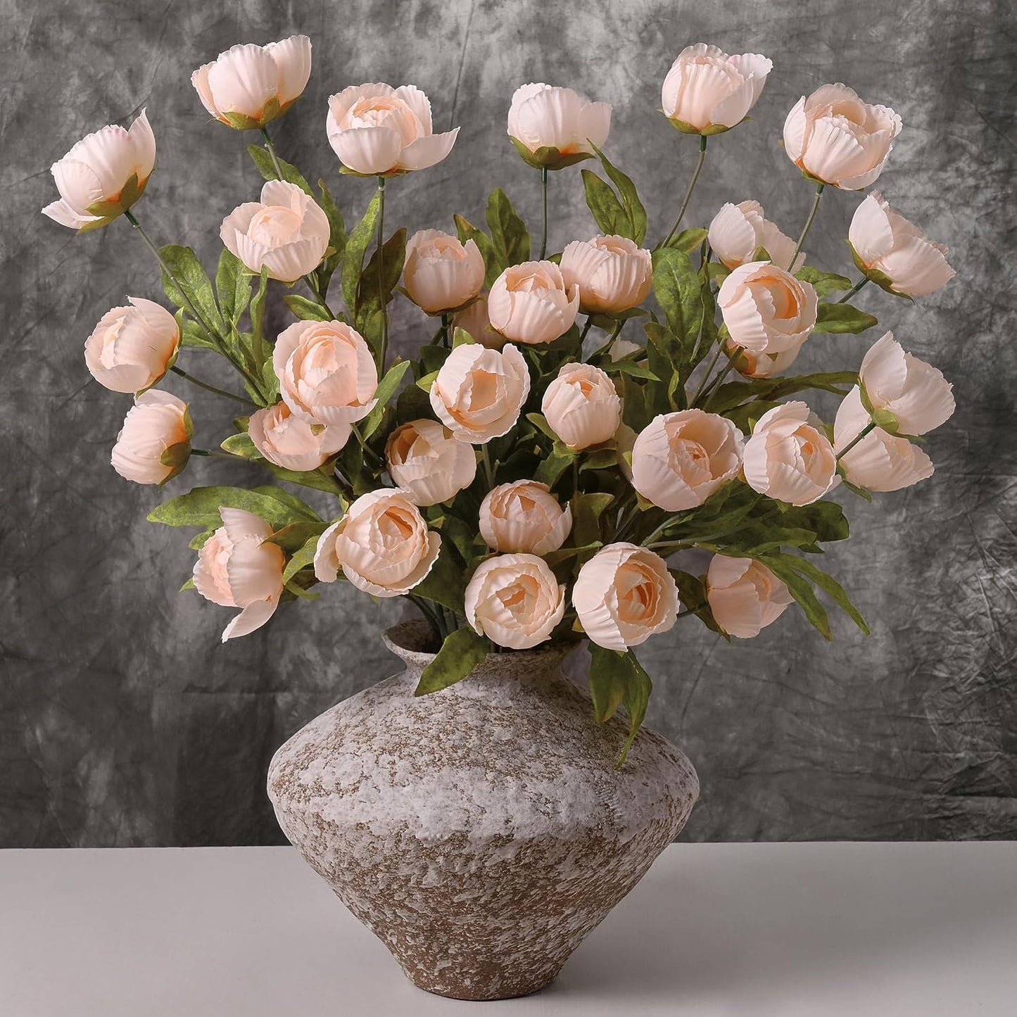 6 Pcs Faux Peonies Artificial Flowers for Vase, 27" White Flowers | Fake Silk Peonies Flowers for Wedding, Vase Filler White Flowers for DIY Bouquets Centerpieces Bridal Shower Office Decor