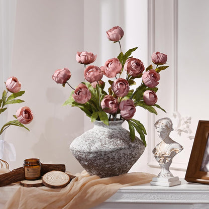 6 Pcs Faux Peonies Artificial Flowers for Vase, 27" White Flowers | Fake Silk Peonies Flowers for Wedding, Vase Filler White Flowers for DIY Bouquets Centerpieces Bridal Shower Office Decor