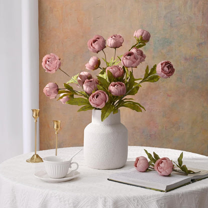 6 Pcs Faux Peonies Artificial Flowers for Vase, 27" White Flowers | Fake Silk Peonies Flowers for Wedding, Vase Filler White Flowers for DIY Bouquets Centerpieces Bridal Shower Office Decor
