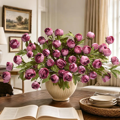 6 Pcs Faux Peonies Artificial Flowers for Vase, 27" White Flowers | Fake Silk Peonies Flowers for Wedding, Vase Filler White Flowers for DIY Bouquets Centerpieces Bridal Shower Office Decor