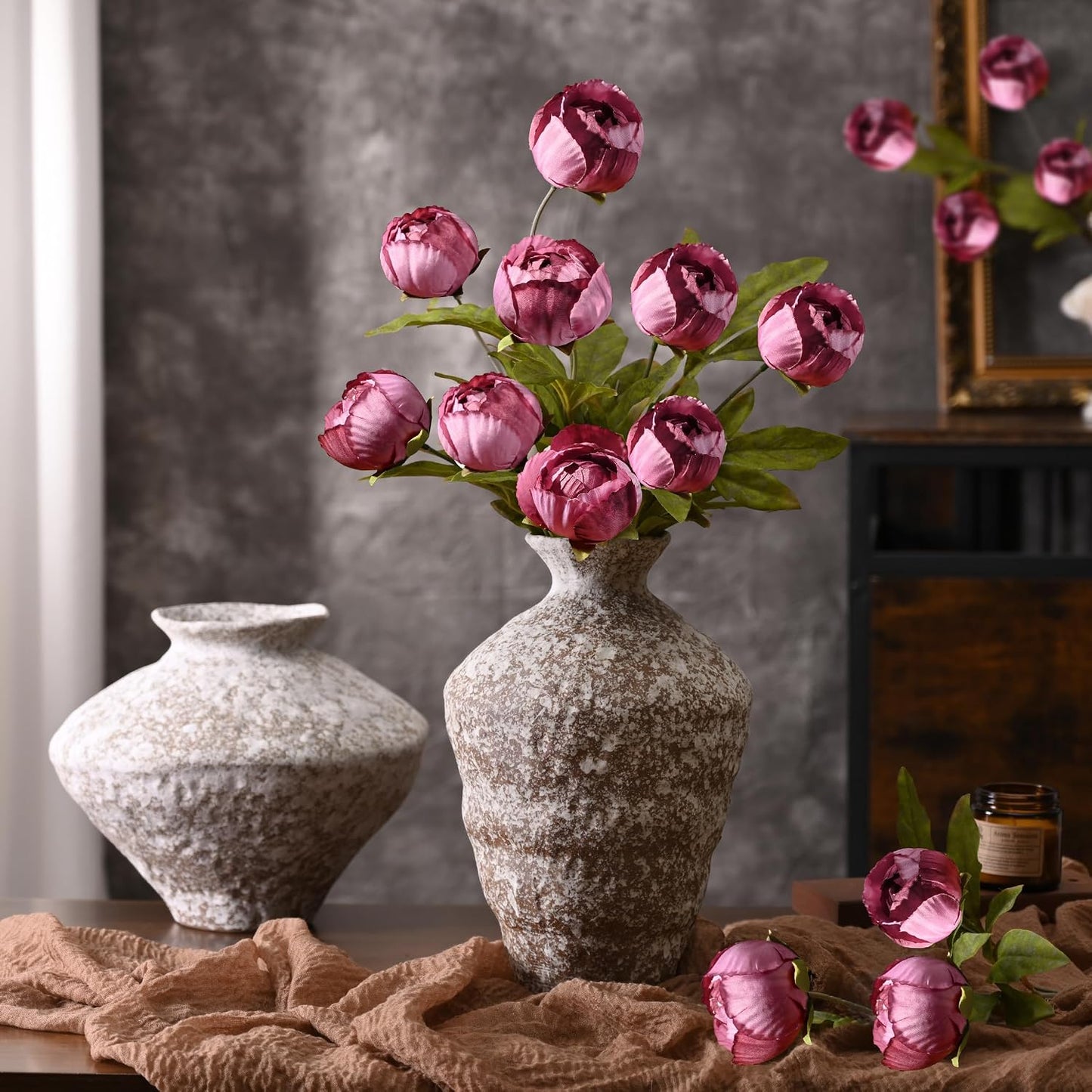 6 Pcs Faux Peonies Artificial Flowers for Vase, 27" White Flowers | Fake Silk Peonies Flowers for Wedding, Vase Filler White Flowers for DIY Bouquets Centerpieces Bridal Shower Office Decor