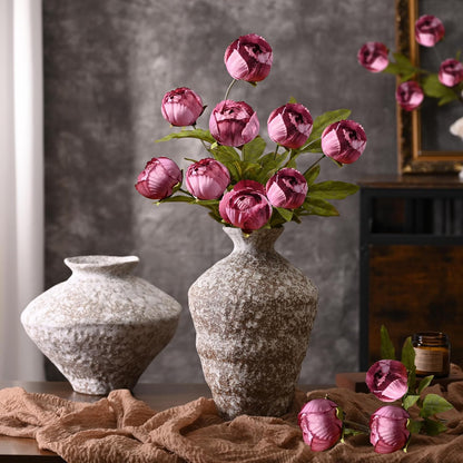 6 Pcs Faux Peonies Artificial Flowers for Vase, 27" White Flowers | Fake Silk Peonies Flowers for Wedding, Vase Filler White Flowers for DIY Bouquets Centerpieces Bridal Shower Office Decor