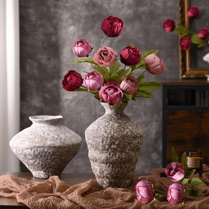 6 Pcs Faux Peonies Artificial Flowers for Vase, 27" White Flowers | Fake Silk Peonies Flowers for Wedding, Vase Filler White Flowers for DIY Bouquets Centerpieces Bridal Shower Office Decor