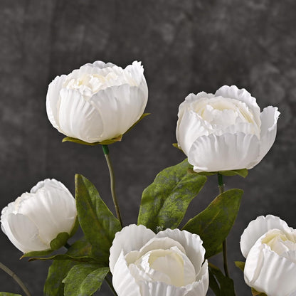 6 Pcs Faux Peonies Artificial Flowers for Vase, 27" White Flowers | Fake Silk Peonies Flowers for Wedding, Vase Filler White Flowers for DIY Bouquets Centerpieces Bridal Shower Office Decor