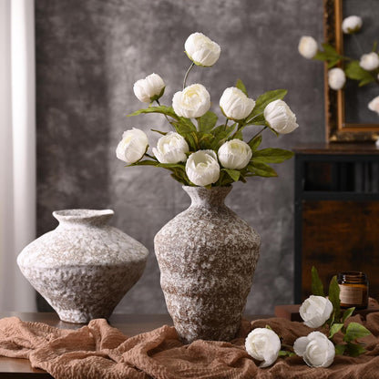 6 Pcs Faux Peonies Artificial Flowers for Vase, 27" White Flowers | Fake Silk Peonies Flowers for Wedding, Vase Filler White Flowers for DIY Bouquets Centerpieces Bridal Shower Office Decor