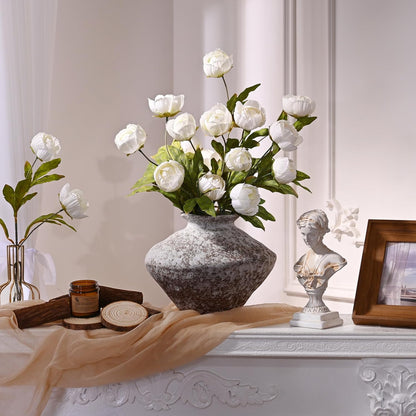 6 Pcs Faux Peonies Artificial Flowers for Vase, 27" White Flowers | Fake Silk Peonies Flowers for Wedding, Vase Filler White Flowers for DIY Bouquets Centerpieces Bridal Shower Office Decor