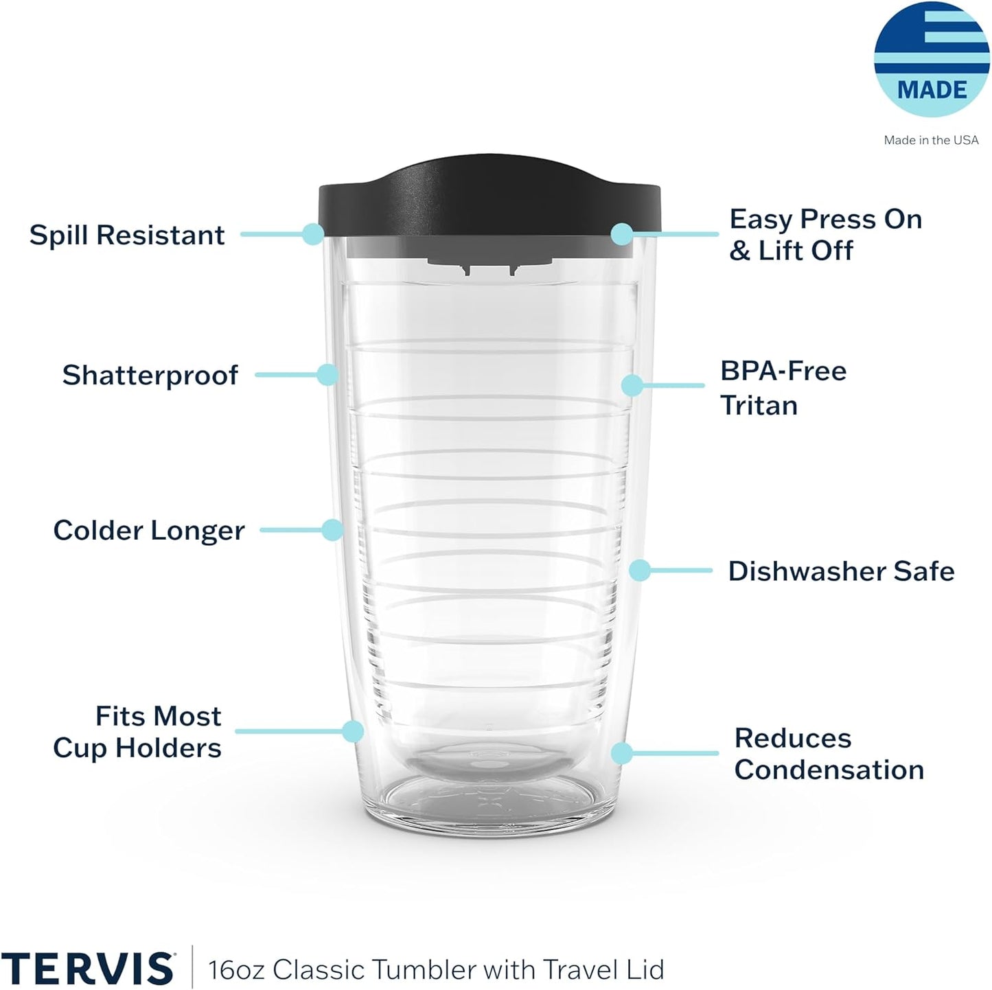 Tervis Lemon Stripes Made in USA Double Walled Insulated Tumbler Travel Cup Keeps Drinks Cold & Hot
