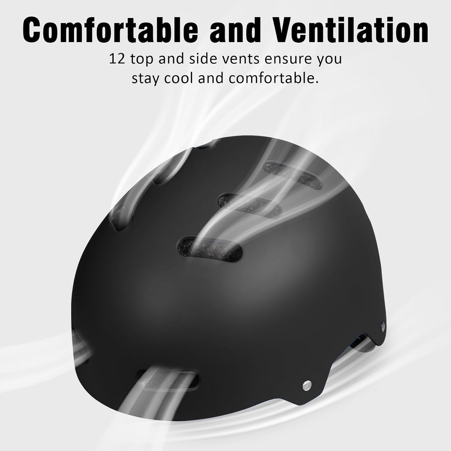 Skateboard Bike Helmet, 3 Sizes for Adult Youth Kids Women Men Boys Girls | Certified Multi-Sport Helmet for Scooter Skate Bicycle, Adjustable Lightweight Ventilated Helmet