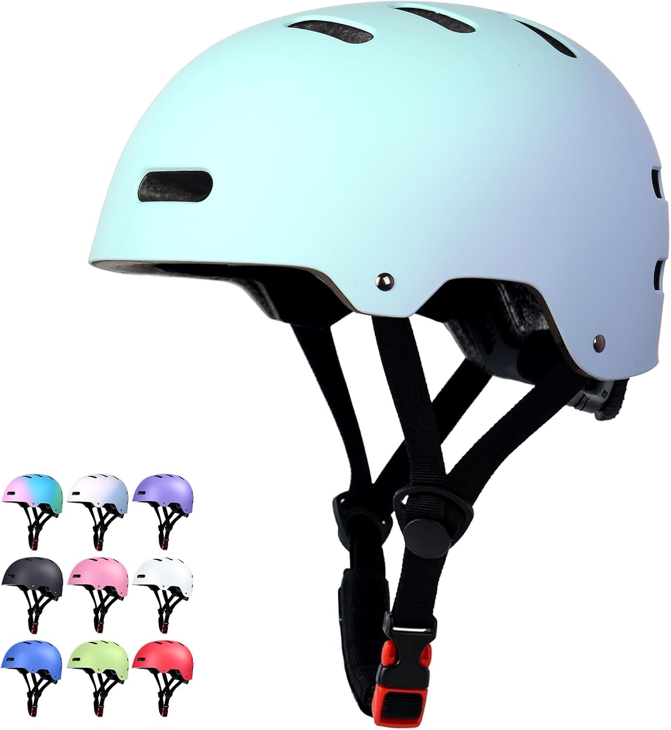 Skateboard Bike Helmet, 3 Sizes for Adult Youth Kids Women Men Boys Girls | Certified Multi-Sport Helmet for Scooter Skate Bicycle, Adjustable Lightweight Ventilated Helmet