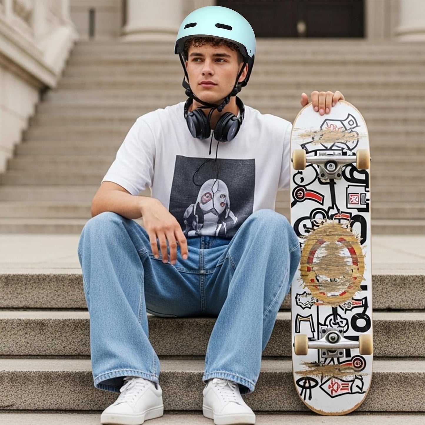 Skateboard Bike Helmet, 3 Sizes for Adult Youth Kids Women Men Boys Girls | Certified Multi-Sport Helmet for Scooter Skate Bicycle, Adjustable Lightweight Ventilated Helmet