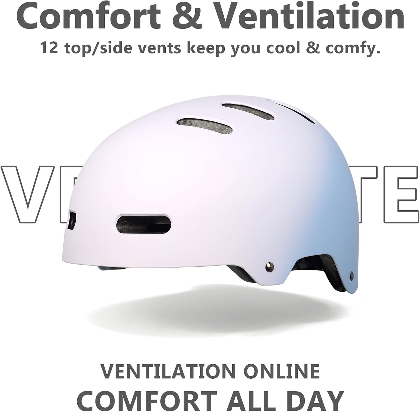 Skateboard Bike Helmet, 3 Sizes for Adult Youth Kids Women Men Boys Girls | Certified Multi-Sport Helmet for Scooter Skate Bicycle, Adjustable Lightweight Ventilated Helmet