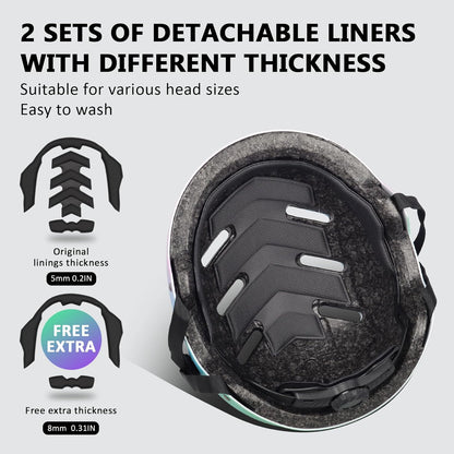 Skateboard Bike Helmet, 3 Sizes for Adult Youth Kids Women Men Boys Girls | Certified Multi-Sport Helmet for Scooter Skate Bicycle, Adjustable Lightweight Ventilated Helmet
