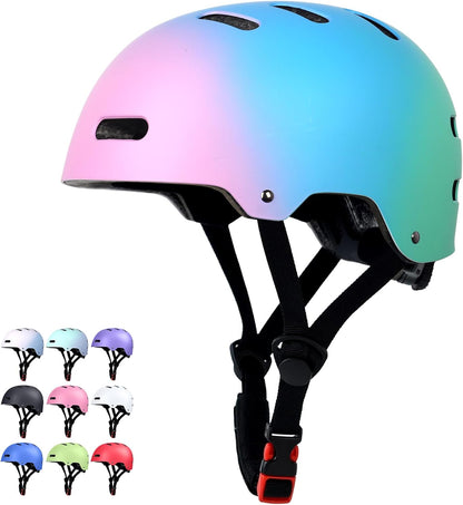 Skateboard Bike Helmet, 3 Sizes for Adult Youth Kids Women Men Boys Girls | Certified Multi-Sport Helmet for Scooter Skate Bicycle, Adjustable Lightweight Ventilated Helmet