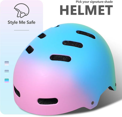Skateboard Bike Helmet, 3 Sizes for Adult Youth Kids Women Men Boys Girls | Certified Multi-Sport Helmet for Scooter Skate Bicycle, Adjustable Lightweight Ventilated Helmet