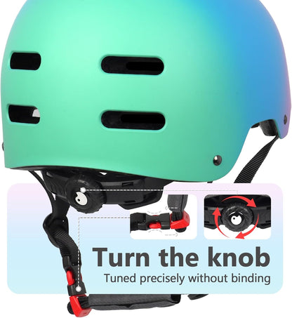 Skateboard Bike Helmet, 3 Sizes for Adult Youth Kids Women Men Boys Girls | Certified Multi-Sport Helmet for Scooter Skate Bicycle, Adjustable Lightweight Ventilated Helmet