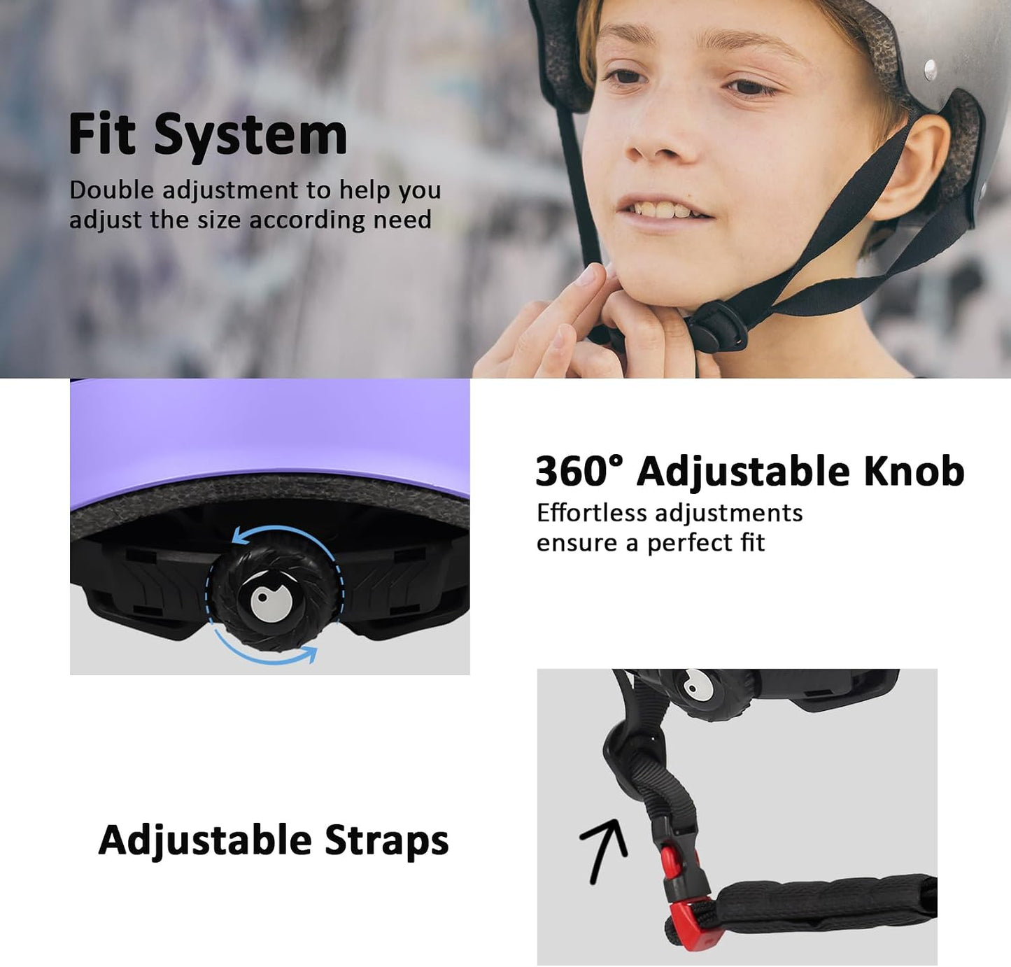Skateboard Bike Helmet, 3 Sizes for Adult Youth Kids Women Men Boys Girls | Certified Multi-Sport Helmet for Scooter Skate Bicycle, Adjustable Lightweight Ventilated Helmet