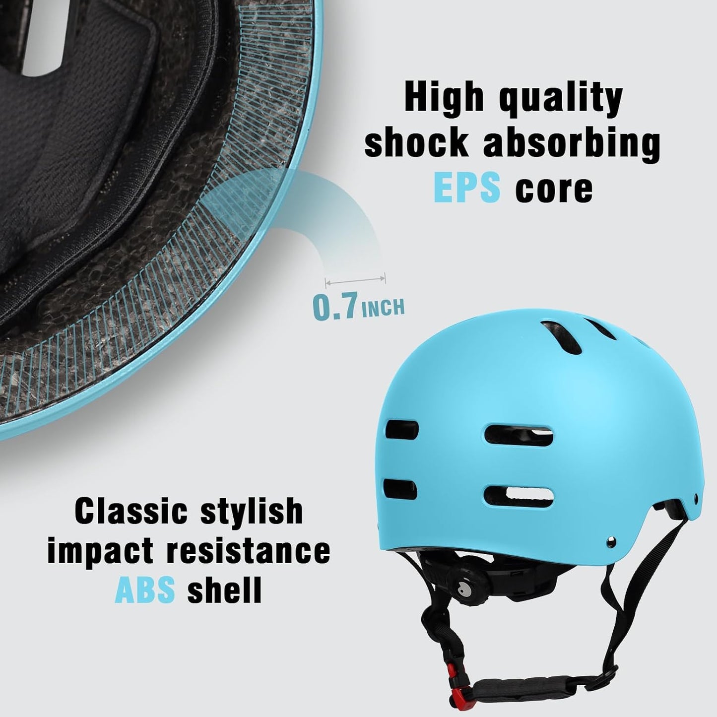 Skateboard Bike Helmet, 3 Sizes for Adult Youth Kids Women Men Boys Girls | Certified Multi-Sport Helmet for Scooter Skate Bicycle, Adjustable Lightweight Ventilated Helmet