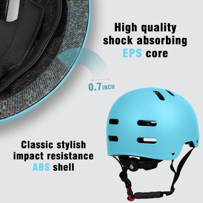 Skateboard Bike Helmet, 3 Sizes for Adult Youth Kids Women Men Boys Girls | Certified Multi-Sport Helmet for Scooter Skate Bicycle, Adjustable Lightweight Ventilated Helmet