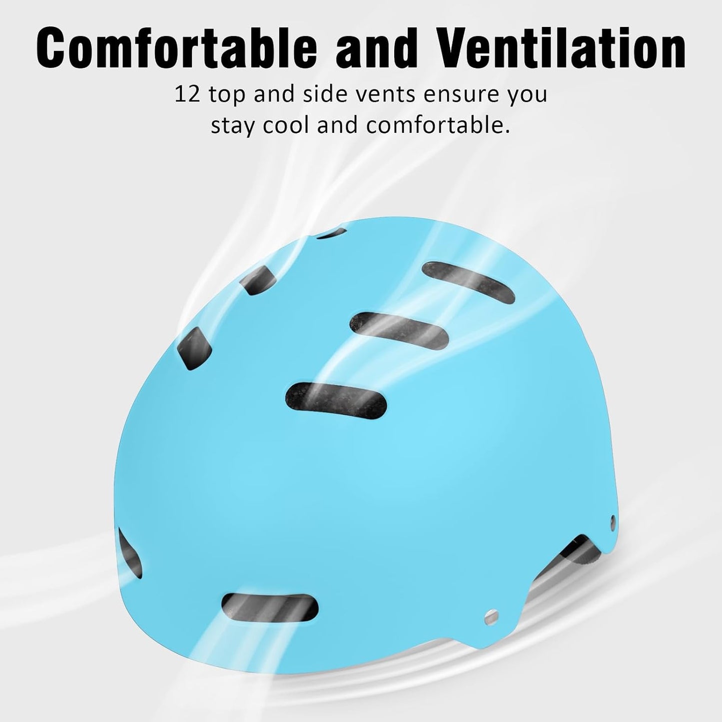Skateboard Bike Helmet, 3 Sizes for Adult Youth Kids Women Men Boys Girls | Certified Multi-Sport Helmet for Scooter Skate Bicycle, Adjustable Lightweight Ventilated Helmet
