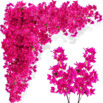 16 Pack 38" Artificial Bougainvillea Silk Stems,Rose Purple Red