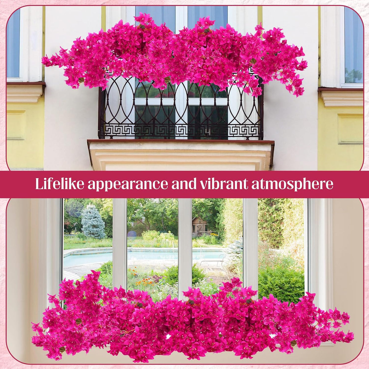 16 Pack 38" Artificial Bougainvillea Silk Stems,Rose Purple Red
