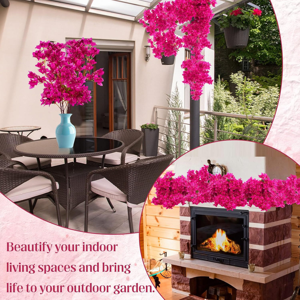 16 Pack 38" Artificial Bougainvillea Silk Stems,Rose Purple Red
