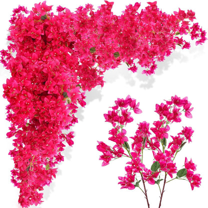 16 Pack 38" Artificial Bougainvillea Silk Stems,Rose Purple Red