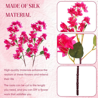 16 Pack 38" Artificial Bougainvillea Silk Stems,Rose Purple Red
