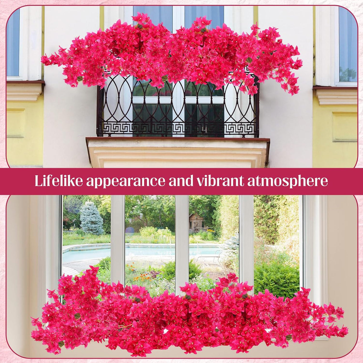 16 Pack 38" Artificial Bougainvillea Silk Stems,Rose Purple Red