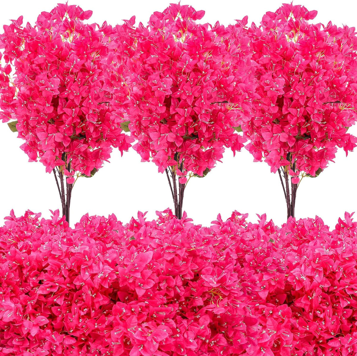 16 Pack 38" Artificial Bougainvillea Silk Stems,Rose Purple Red