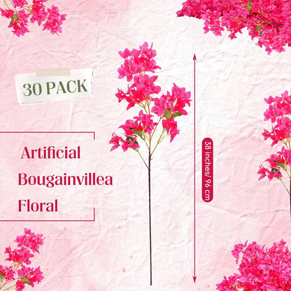 16 Pack 38" Artificial Bougainvillea Silk Stems,Rose Purple Red